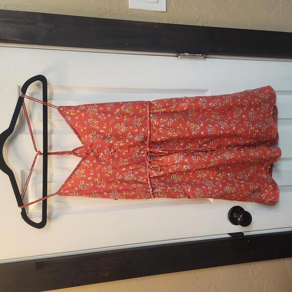 AEO Cute Floral Red/Orange Summer Mini Dress- Size 4 - Picture 1 of 9